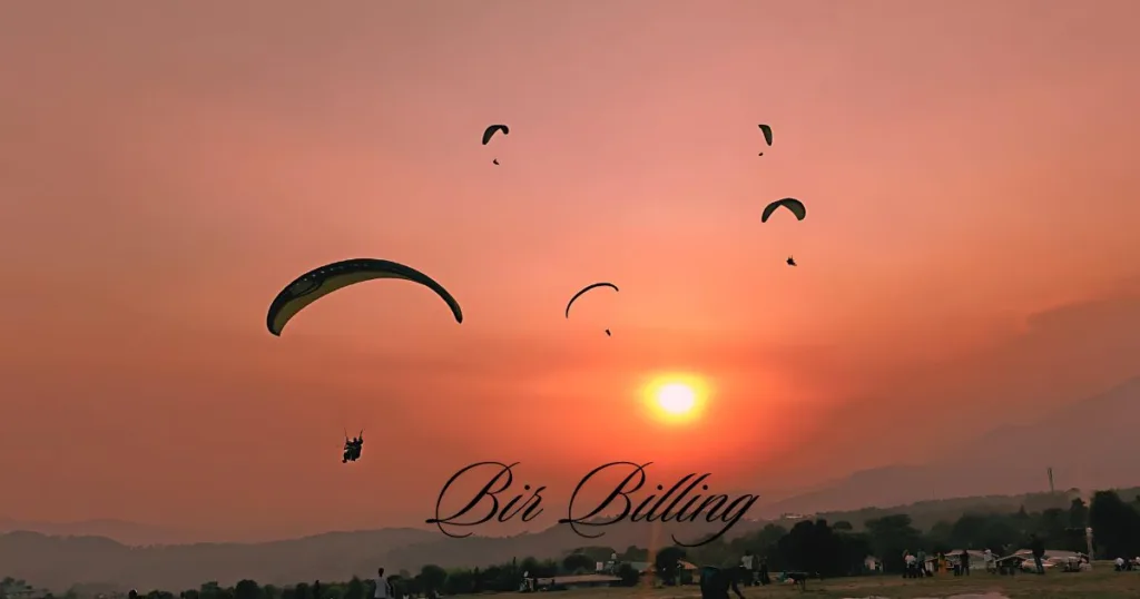 paragliding in bir billing sun set