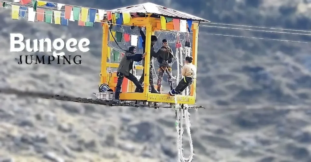 girl is ready for Bungee jumping jump